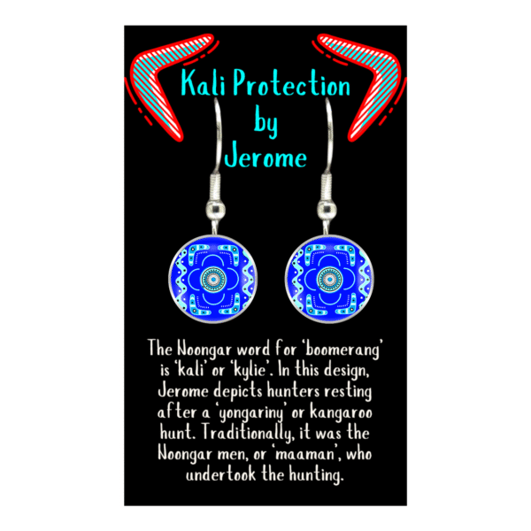 Aboriginal Earrings - Kali Protection Blue - by Jerome - Image 3