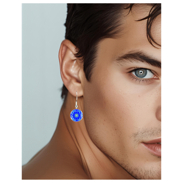 Aboriginal Earrings - Kali Protection Blue - by Jerome - Image 2
