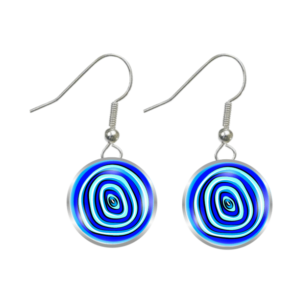 Aboriginal Earrings - Yarning Circles Blue - by Momo