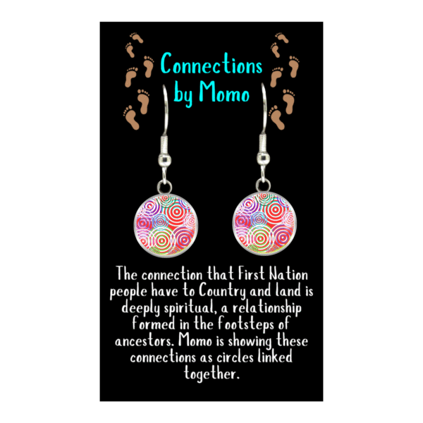 Aboriginal Earrings - Connections Red - by Momo - Image 3