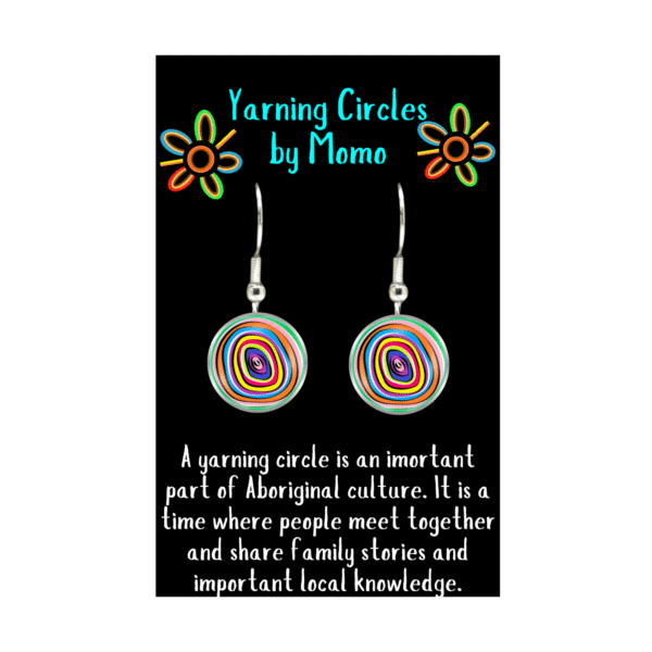 Aboriginal Earrings - Yarning Circles Rainbow - by Momo - Image 3