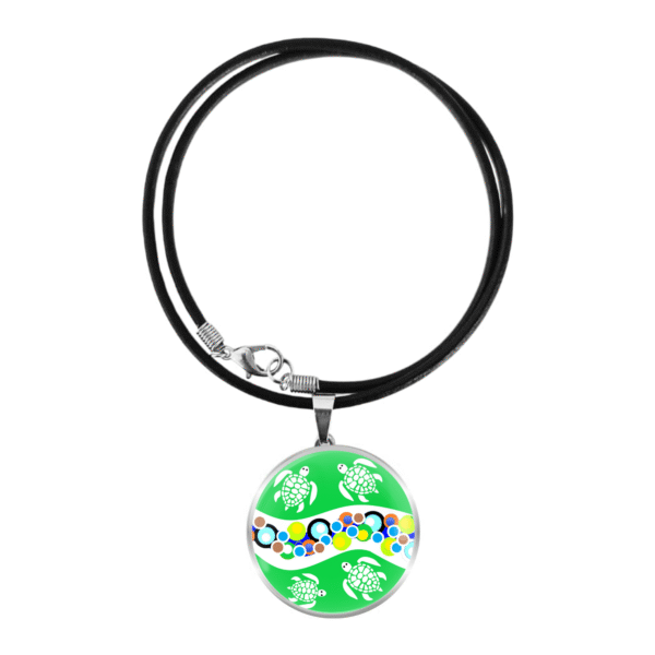 Aboriginal Necklace - Turtle Dreaming Green - by Momo