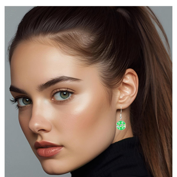 Aboriginal Earrings - Turtle Dreaming Green - by Momo - Image 2