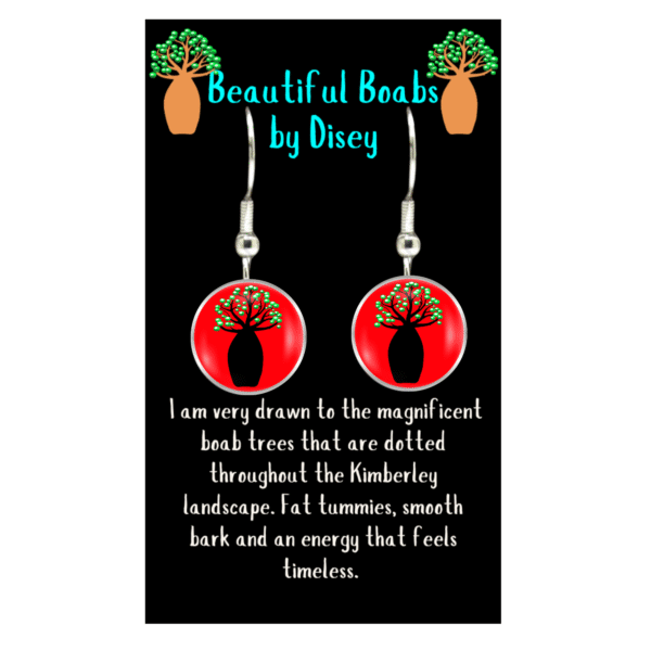 Boab Earrings - Red - by Disey - Image 3