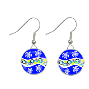 Aboriginal Earrings - Turtle Dreaming Blue - by Momo