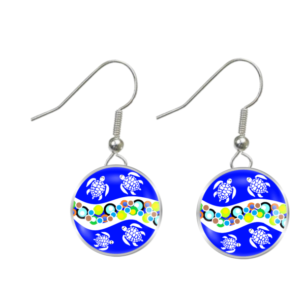 Aboriginal Earrings - Turtle Dreaming Blue - by Momo