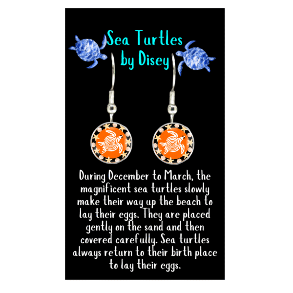 Sea Turtle Earrings - Orange - by Disey - Image 3