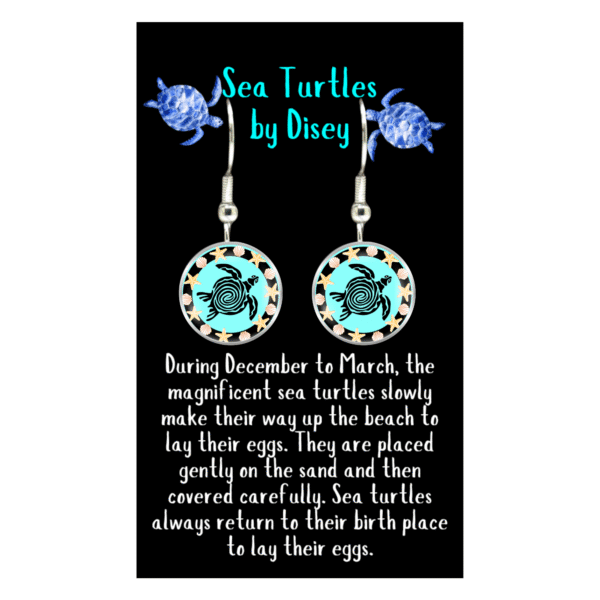 Sea Turtle Earrings - Aqua - by Disey - Image 3