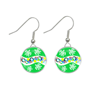 Aboriginal Earrings - Turtle Dreaming Green - by Momo